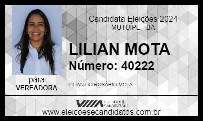 Candidato LILIAN MOTA 2024 - MUTUÍPE - Eleições