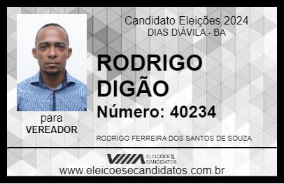 Candidato RODRIGO DIGÃO 2024 - DIAS D\ÁVILA - Eleições