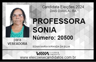 Candidato PROFESSORA SONIA 2024 - DIAS D\ÁVILA - Eleições