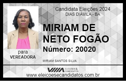 Candidato MIRIAM DE NETO FOGÃO 2024 - DIAS D\ÁVILA - Eleições