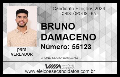 Candidato BRUNO DAMACENO 2024 - CRISTÓPOLIS - Eleições