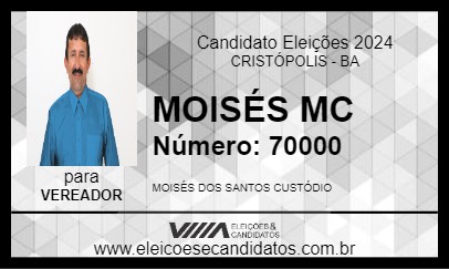 Candidato MOISÉS MC 2024 - CRISTÓPOLIS - Eleições