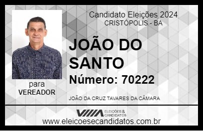 Candidato JOÃO DO SANTO 2024 - CRISTÓPOLIS - Eleições