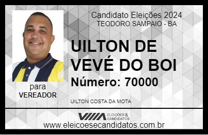 Candidato UILTON DE VEVÉ DO BOI 2024 - TEODORO SAMPAIO - Eleições