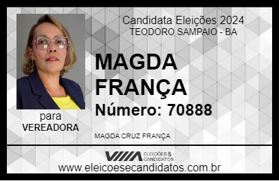 Candidato MAGDA FRANÇA 2024 - TEODORO SAMPAIO - Eleições