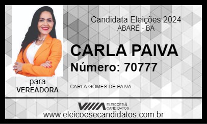 Candidato CARLA PAIVA 2024 - ABARÉ - Eleições