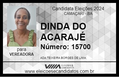 Candidato DINDA DO ACARAJÉ 2024 - CAMAÇARI - Eleições