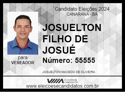 Candidato JOSUELTON FILHO DE JOSUÉ 2024 - CANARANA - Eleições