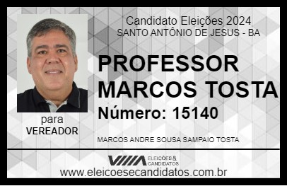 Candidato PROFESSOR MARCOS TOSTA 2024 - SANTO ANTÔNIO DE JESUS - Eleições