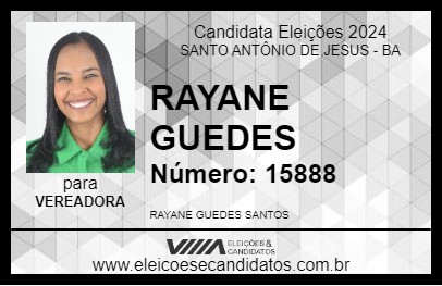 Candidato RAYANE GUEDES 2024 - SANTO ANTÔNIO DE JESUS - Eleições