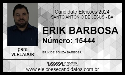 Candidato ERIK BARBOSA 2024 - SANTO ANTÔNIO DE JESUS - Eleições