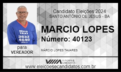 Candidato MARCIO LOPES 2024 - SANTO ANTÔNIO DE JESUS - Eleições