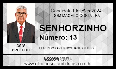 Candidato SENHORZINHO 2024 - DOM MACEDO COSTA - Eleições