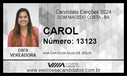 Candidato CAROL 2024 - DOM MACEDO COSTA - Eleições