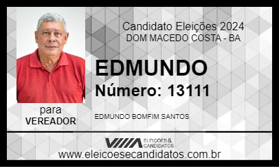 Candidato EDMUNDO 2024 - DOM MACEDO COSTA - Eleições