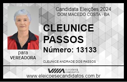 Candidato CLEUNICE PASSOS 2024 - DOM MACEDO COSTA - Eleições