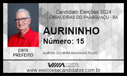 Candidato AURININHO 2024 - CABACEIRAS DO PARAGUAÇU - Eleições