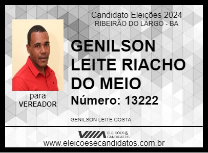 Candidato GENILSON LEITE RIACHO DO MEIO 2024 - RIBEIRÃO DO LARGO - Eleições