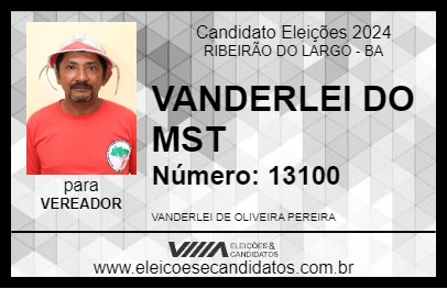 Candidato VANDERLEI DO MST 2024 - RIBEIRÃO DO LARGO - Eleições