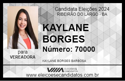 Candidato KAYLANE BORGES 2024 - RIBEIRÃO DO LARGO - Eleições