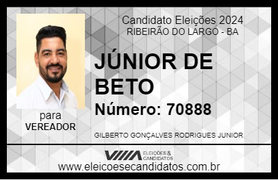 Candidato JÚNIOR DE BETO 2024 - RIBEIRÃO DO LARGO - Eleições