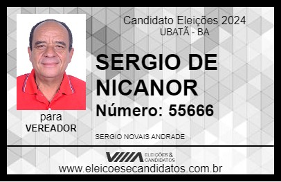 Candidato SERGIO DE NICANOR 2024 - UBATÃ - Eleições