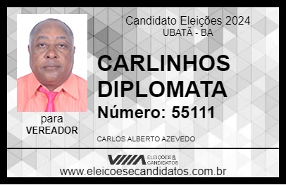 Candidato CARLINHOS DIPLOMATA 2024 - UBATÃ - Eleições