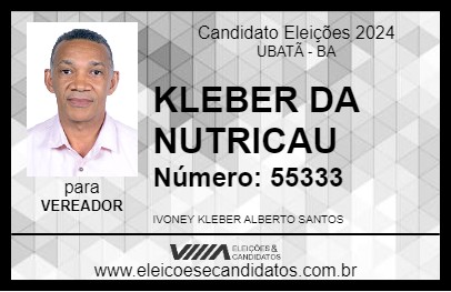 Candidato KLEBER DA NUTRICAU 2024 - UBATÃ - Eleições