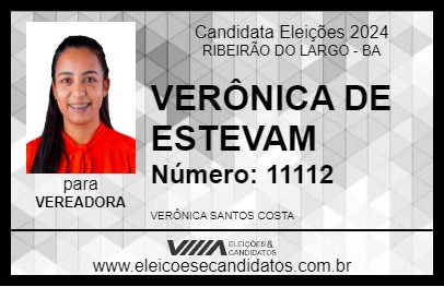 Candidato VERÔNICA DE ESTEVAM 2024 - RIBEIRÃO DO LARGO - Eleições