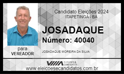 Candidato JOSADAQUE 2024 - ITAPETINGA - Eleições