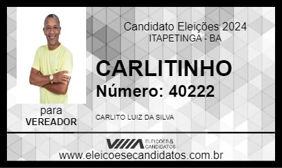 Candidato CARLITINHO 2024 - ITAPETINGA - Eleições