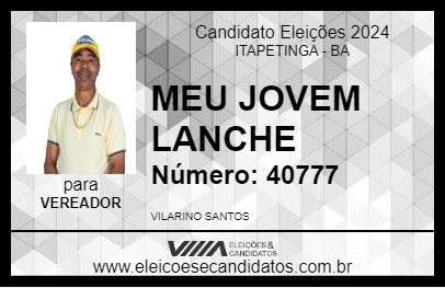 Candidato MEU JOVEM LANCHE 2024 - ITAPETINGA - Eleições