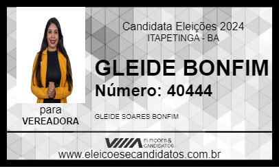 Candidato GLEIDE BONFIM 2024 - ITAPETINGA - Eleições