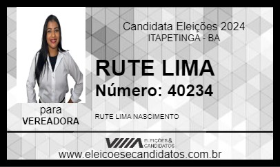 Candidato RUTE LIMA 2024 - ITAPETINGA - Eleições