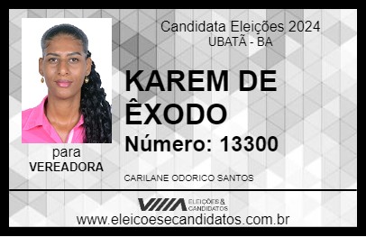 Candidato KAREM DE ÊXODO 2024 - UBATÃ - Eleições