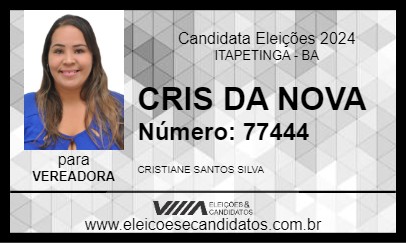 Candidato CRIS DA NOVA 2024 - ITAPETINGA - Eleições