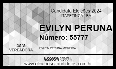 Candidato EVILYN PERUNA 2024 - ITAPETINGA - Eleições