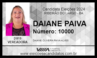 Candidato DAIANE PAIVA 2024 - RIBEIRÃO DO LARGO - Eleições