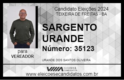 Candidato SARGENTO URANDE 2024 - TEIXEIRA DE FREITAS - Eleições