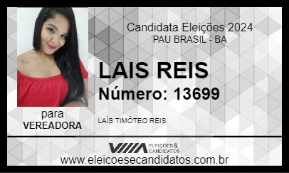 Candidato LAIS REIS 2024 - PAU BRASIL - Eleições