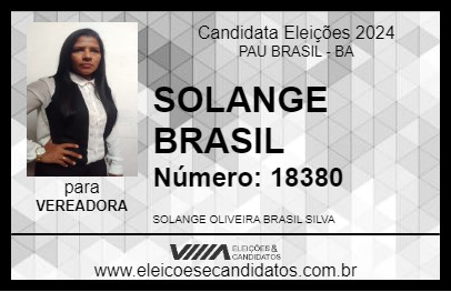 Candidato SOLANGE BRASIL 2024 - PAU BRASIL - Eleições