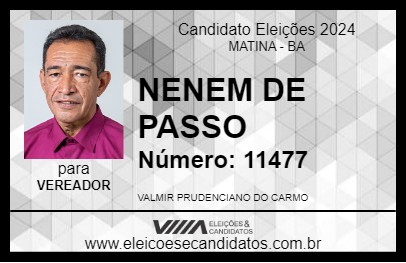 Candidato NENEM DE PASSO 2024 - MATINA - Eleições