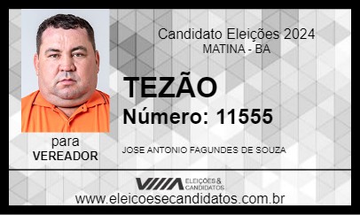 Candidato TEZÃO 2024 - MATINA - Eleições