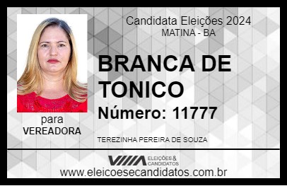 Candidato BRANCA DE TONICO 2024 - MATINA - Eleições