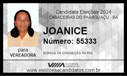 Candidato JOANICE 2024 - CABACEIRAS DO PARAGUAÇU - Eleições