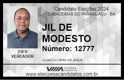 Candidato JIL DE MODESTO 2024 - CABACEIRAS DO PARAGUAÇU - Eleições