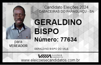 Candidato GERALDINO BISPO 2024 - CABACEIRAS DO PARAGUAÇU - Eleições