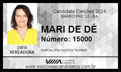 Candidato MARI DE DÉ 2024 - BARRO PRETO - Eleições