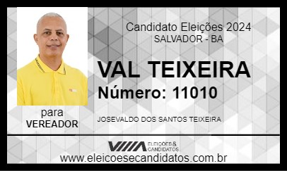 Candidato VAL TEIXEIRA 2024 - SALVADOR - Eleições