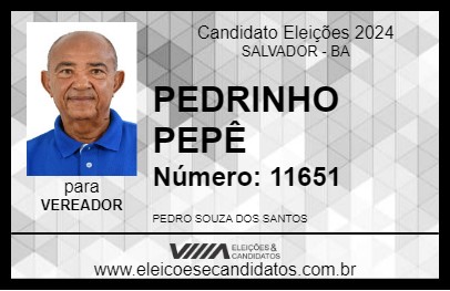 Candidato PEDRINHO PEPÊ 2024 - SALVADOR - Eleições